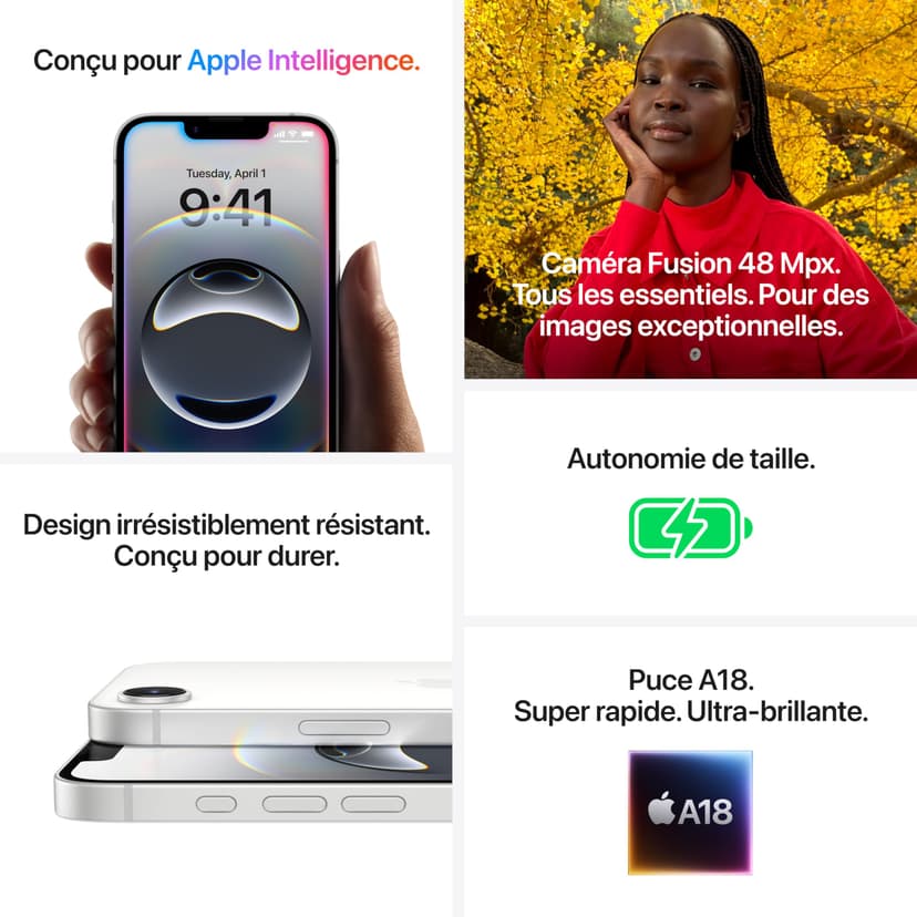 Apple iPhone 16e 128 Go : Conçu pour Apple Intelligence, Puce A18, Autonomie de Taille, Caméra Fusion 48 Mpx, Écran Super Retina XDR de 6,1 Pouces; Noir - 5