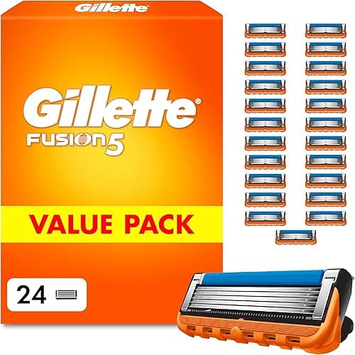 Gillette Fusion5 Pack of 28 Razor Refills, Razor Blades with 5 Blades, Lubricating Gel Band and Precision Trimmer