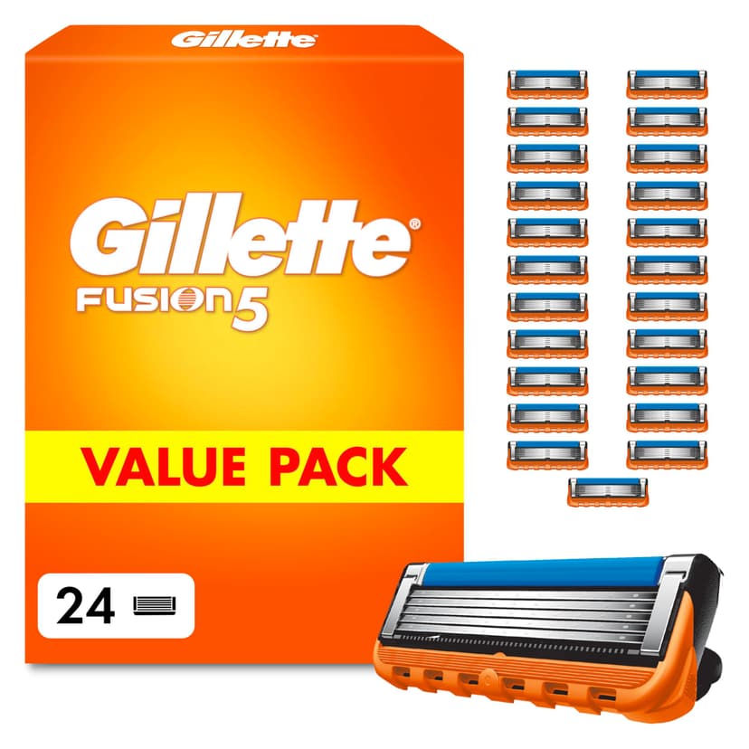 Gillette Fusion5 Pack of 28 Razor Refills, Razor Blades with 5 Blades, Lubricating Gel Band and Precision Trimmer - 1