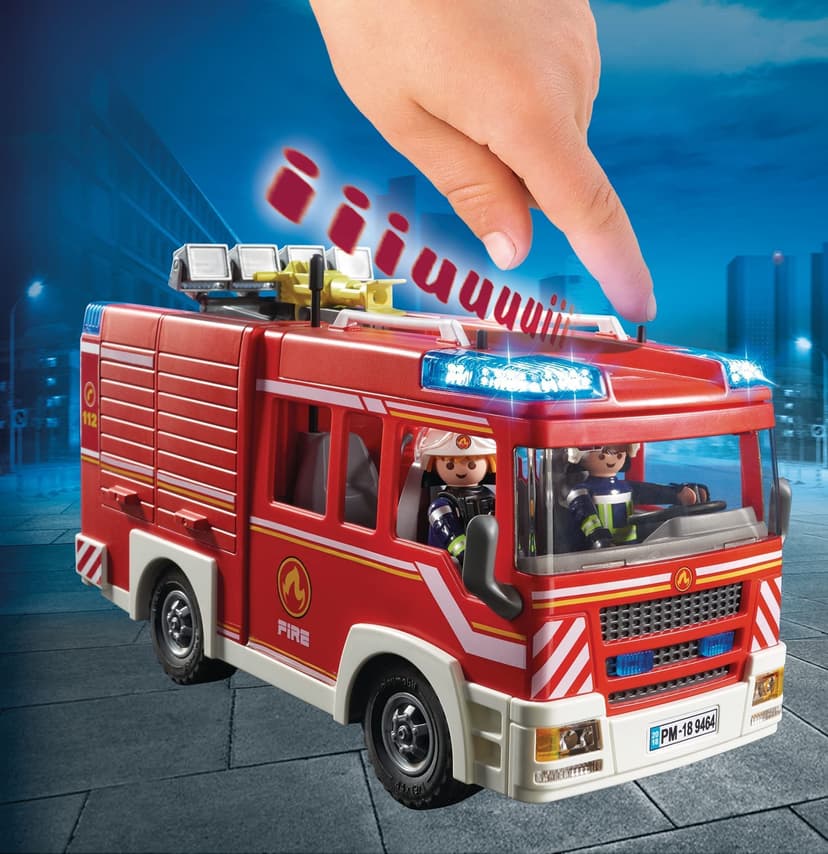 PlayMOBIL 9464 City Action Fire Engine with Working Water Cannon, fire fighter and helicopter Toy, Fun Imaginative Role-Play, Playset Suitable for Children Ages 4+, Vanaf 5 Jaar - 2