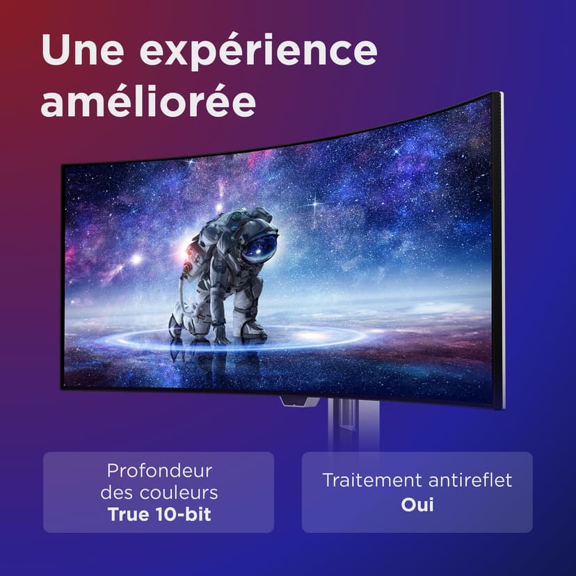 Lenovo Legion Pro 34WD-10 - Écran Gaming de 34" Incurvé avec Eyesafe (WQHD, OLED, 240Hz, 0.03ms, HDMI+DP, Cable DP, AMD FreeSync Premium Pro, Haut-parleurs) Réglage en Inclinaison - Noir-Blanc - 7