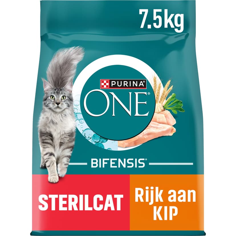 Purina ONE Bifensis Sterilized Adult Cat Food with Chicken and Wheat, 1 Bag of 7.5 kg - 1