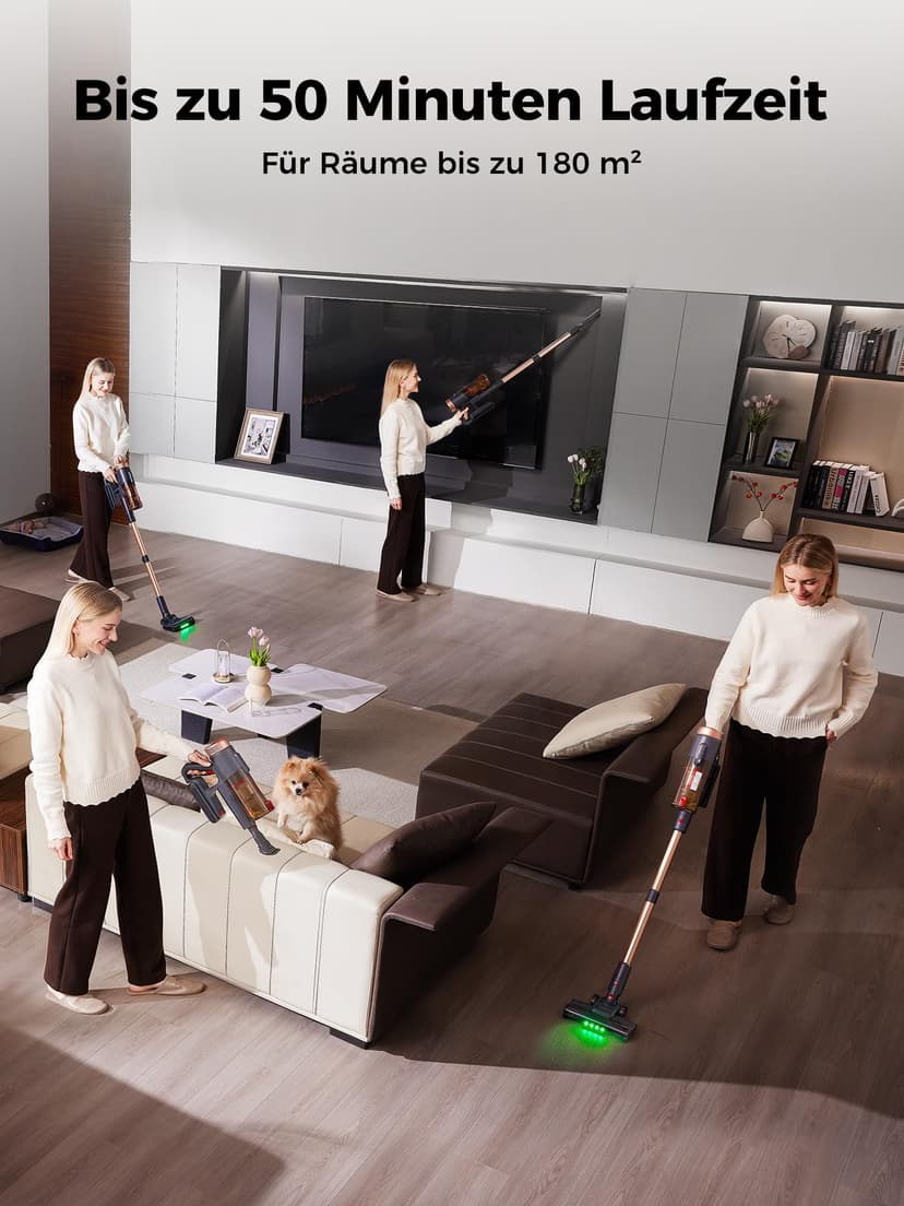 Proscenic P11 Ultra+ Cordless Vacuum Cleaner, 50 KPa 50 Mins 500 W Powerful Cordless Vacuum Cleaner, Anti-Tangle Brush, Lightweight Telescopic Vacuum Cleaner for Carpets, Animal Hair, Hard Floor and - 7