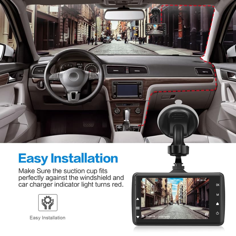 Dash Cam Front with 32G SD Card, BOOGIIO 1080P FHD Car Driving Recorder 3'' IPS Screen 170°Wide Angle Dashboard Camera Aluminum Alloy Case, WDR G-Sensor Parking Monitor Loop Recording Motion Detection - 8