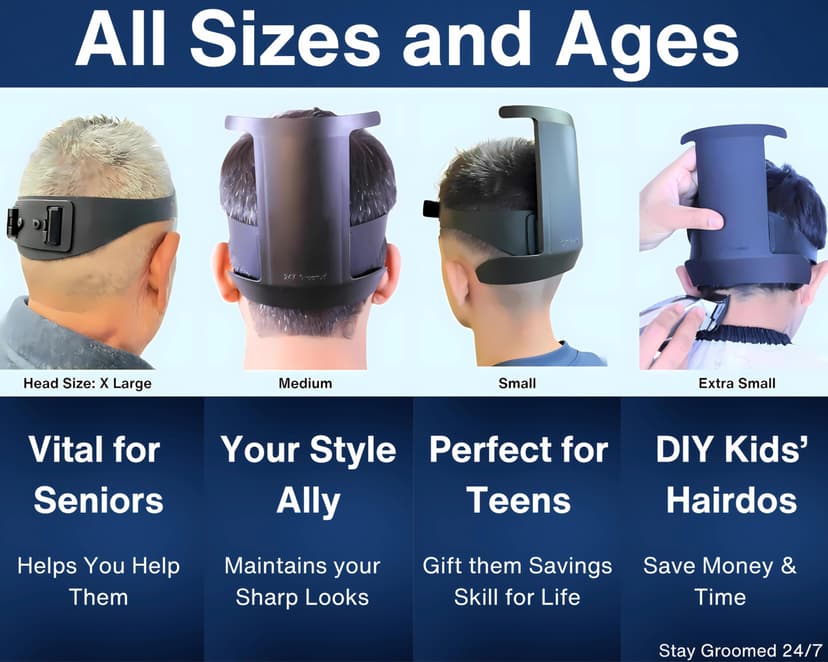 Self Haircut Kit for Men | 2Pcs SelfCut Guide for Men: Neckline Shaving Template & Fade Guide | Adjustable Size Hair Fade Tool & Stable Neckline Template | Hair Cut for Kids & Seniors - 8