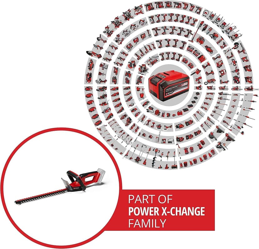 Einhell Cordless Hedge Trimmer 18V Power X-Change, 40cm (16 Inch), Lightweight, Laser-Cut Diamond-Ground Steel Blades, incl. Quiver, Without Battery GC-CH 18/40 Li Solo - 2