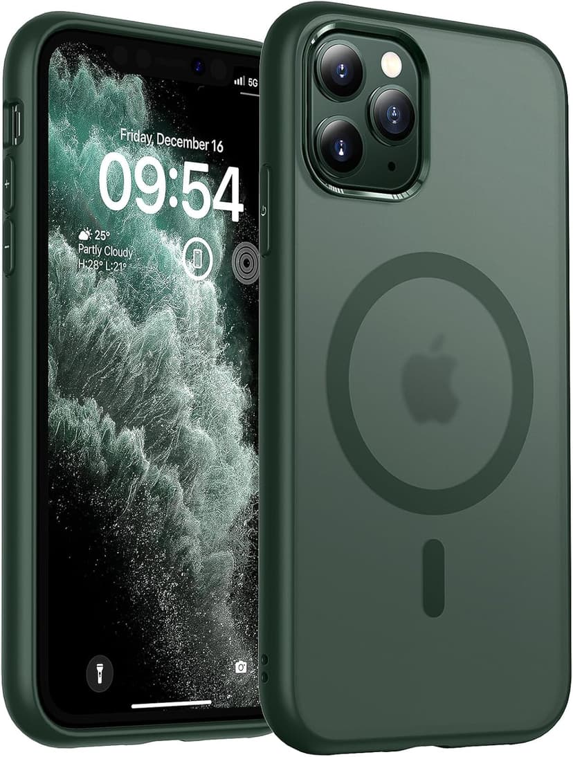 TOCOL Coque Magnétique pour iPhone 13 6,1 Pouces, Compatible avec MagSafe, Protection de l'objectif améliorée, Coque Mat Translucide Fine Antichoc, Noir - 1