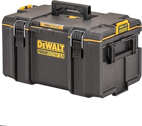 Heavy-duty toolbox with IP65 seal, 50kg load, auto-latching, removable tray, and tracker-ready design—ideal for secure, stackable jobsite tool storage.