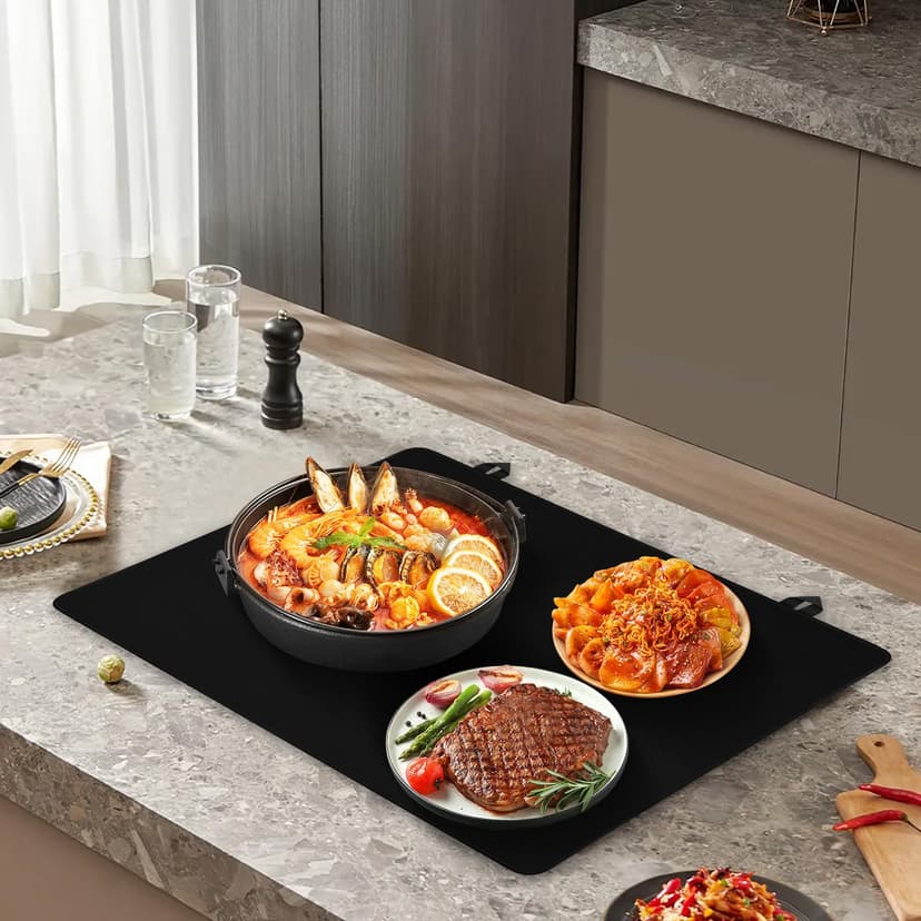 NVGFTG Hob Cover 62 × 53 cm Hob Cover One Piece Kitchen Cover Plate with Hook Hob Cover Plate for Ceramic Hob Cover Hob Induction Protective Mat Black - 7