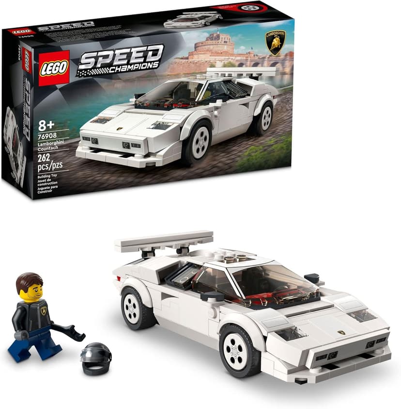 LEGO Speed Champions Lamborghini Countach 76908 Building Kit Age 8+ Includes a Driver Minifigure with Helmet and Wrench (262 Pieces) - 1