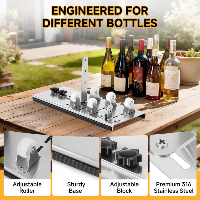 Kalawen Adjustable Glass Bottle Cutter Kit DIY Tool, Stainless Steel Cutting Machine Set for Wine, Beer, Liquor, Whiskey, Alcohol, Champagne, Soda Round Bottles - 5