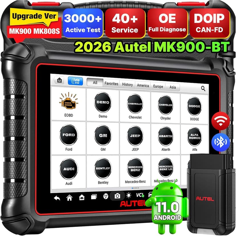 Autel MaxiCOM MK900BT OBD2 Scanner: 2026 MK900-BT V2.0 Bidirectional Diagnostic Tool, 8in Up of MK900 MX900 MK808S MK808BT MX808S, 3000+ Active Tests, 40+ Services, CAN-FD & DOIP, All System, OS11 - 1