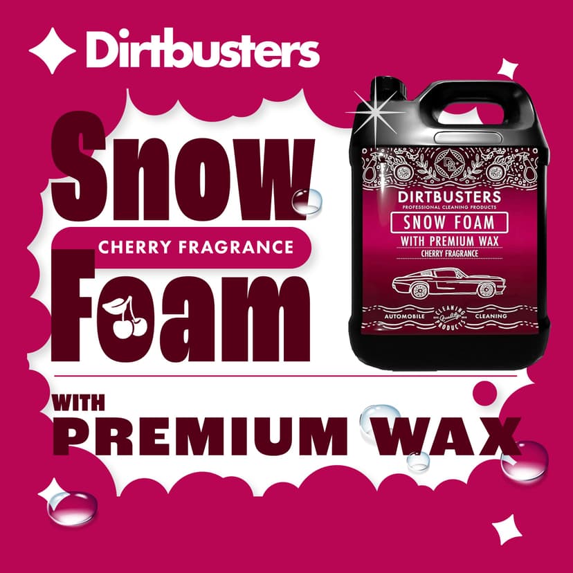 Dirtbusters Snow Foam Shampooing Mousse Nettoyant pour Entretien Professionnel de Voiture, avec Haute Brillance et Parfum Cerise - Lavage Auto pour Lance Canon Mousse De Neige, 5 litres - 2