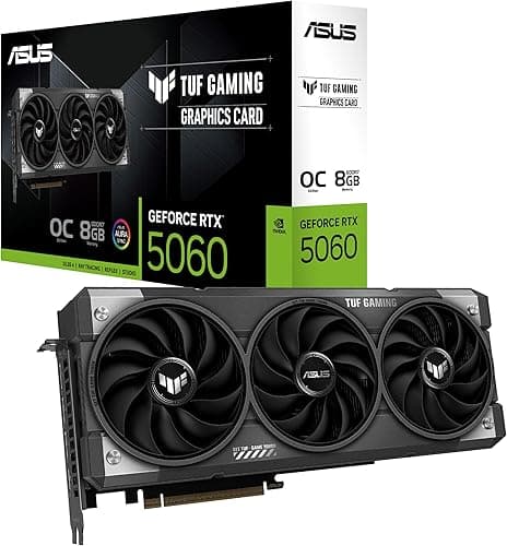 ASUS TUF GAMING RTX5060 OC, PCIe5, 8GB DDR7, HDMI, 3 DP, 2677MHz Clock, RGB Lighting, Overclocked