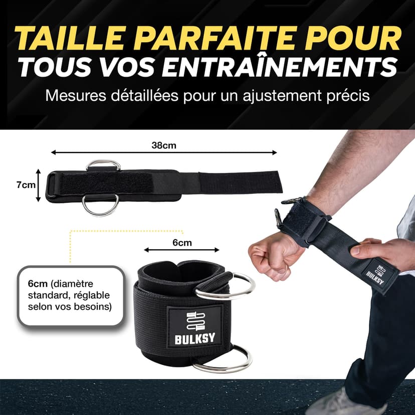 Sangle Poignet Musculation Poulie - Poignée Musculation - Bande Poignet Musculation - Sangle Poignet Musculation - Cuff Musculation - Machine à poulie - Accessoires poulie fitness - Guide Interactif - 4
