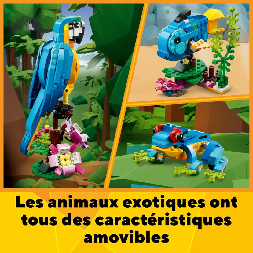 LEGO Creator 3 in 1 Exotic Parrot to Frog to Fish Animal Figures Building Toy, Creative Toys for Kids Aged 7 and up 31136 - 5