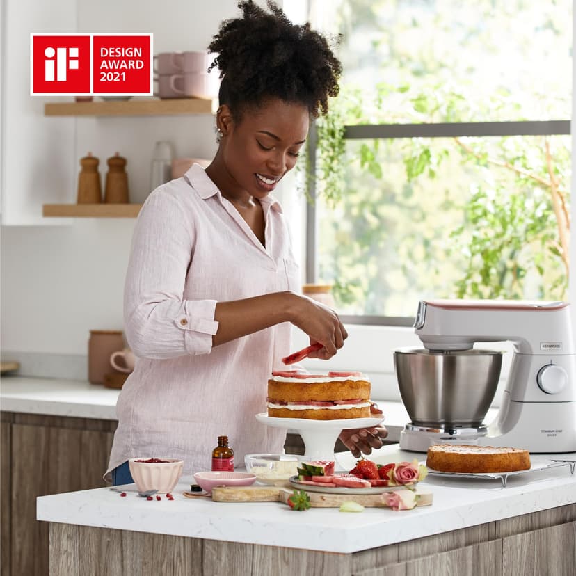 Kenwood Titanium Chef Baker KVC65.001WH Kitchen Processor with Integrated Scales 1200 W + 3-Piece Pastry Set, Spatula and Splash Guard White - 9