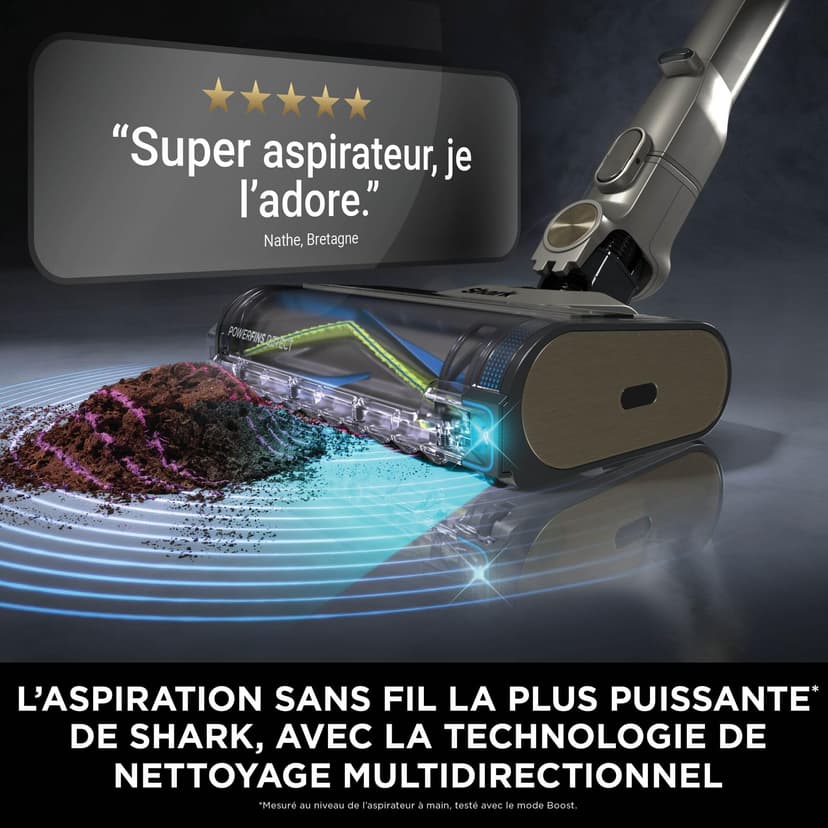 Shark PowerDetect Clean et Empty aspirateur sans fil, PowerFins, Reverse Clean, station 2L, Anti-Hair Wrap Plus, 70 min, léger, poils d’animaux et multi-surfaces, Gris IP3225EUT - 3
