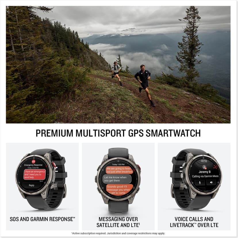 Garmin fēnix 8 Pro, 47mm LTE Premium multisport GPS smartwatch,AMOLED touch Screen,built in inReach technology, advanced health & training features,LED flashlight, up to 15 days battery life,Graphite - 2