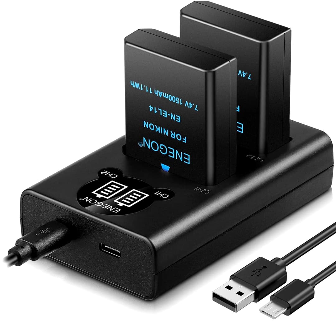 ENEGON EN-EL14/EL14a Batterie de Rechange (2 pièces) et C…