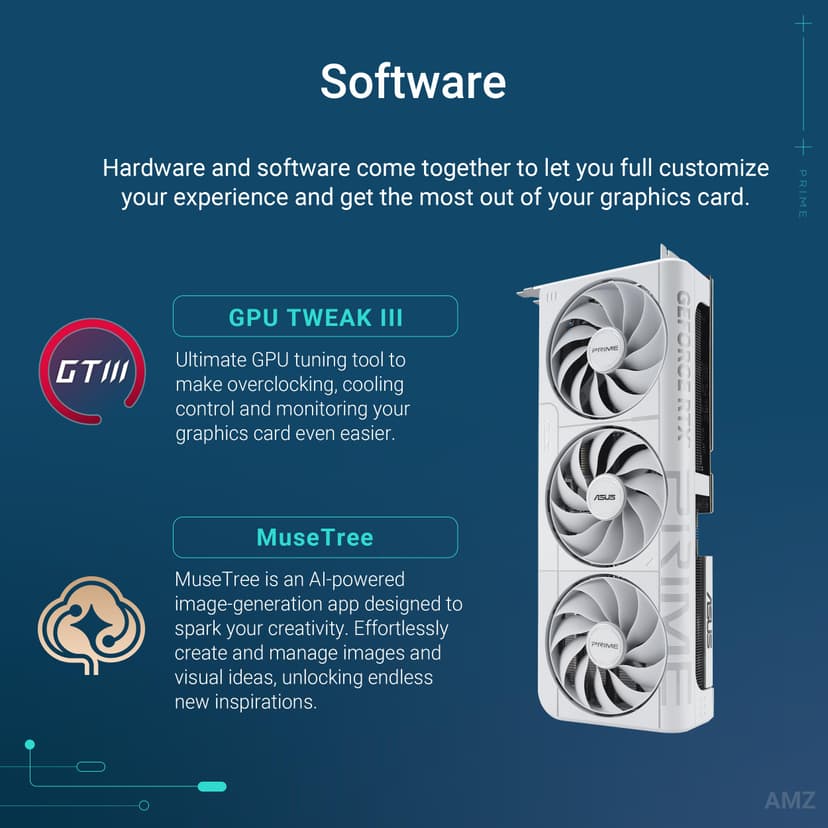 ASUS PRIME NVIDIA GeForce RTX 5070 OC Edition, 12GB GDDR7, 192 Bit, PCIe 5.0, 2.5 Slot Design, 3 Axial-Tech Fans, 1 HDMI 2.1, 3 DisplayPort 2.1, White, PRIME-RTX5070-O12G-WHITE - 7