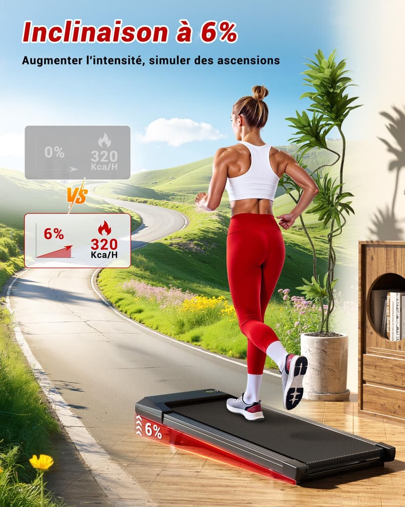 Superun Raceable Treadmill 2.5HP App Control Treadmill Under Desk MAX 136kg Portable Walking and Running Machine at Home and Office with Cruso Exercises and Multi-Player Race - 3