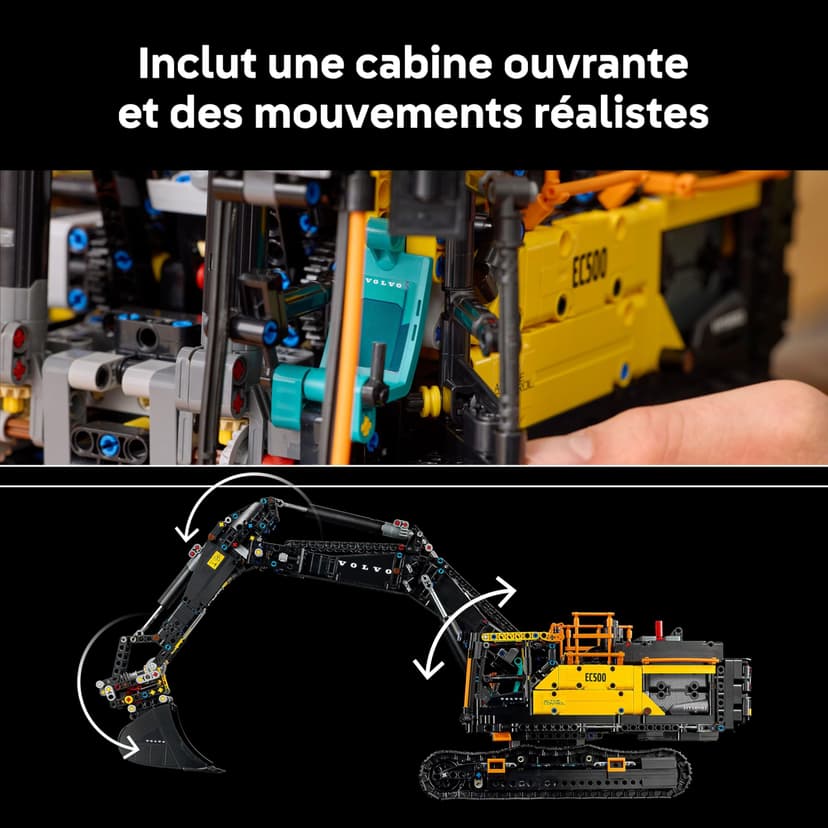 LEGO Technic Pelleteuse Volvo EC500 Hybride - Maquette pour Adulte de Véhicule de Construction Motorisé - Bras Articulé & Chenilles Mobiles - Marteau & Pelle - Cadeau Original 42215 - 3