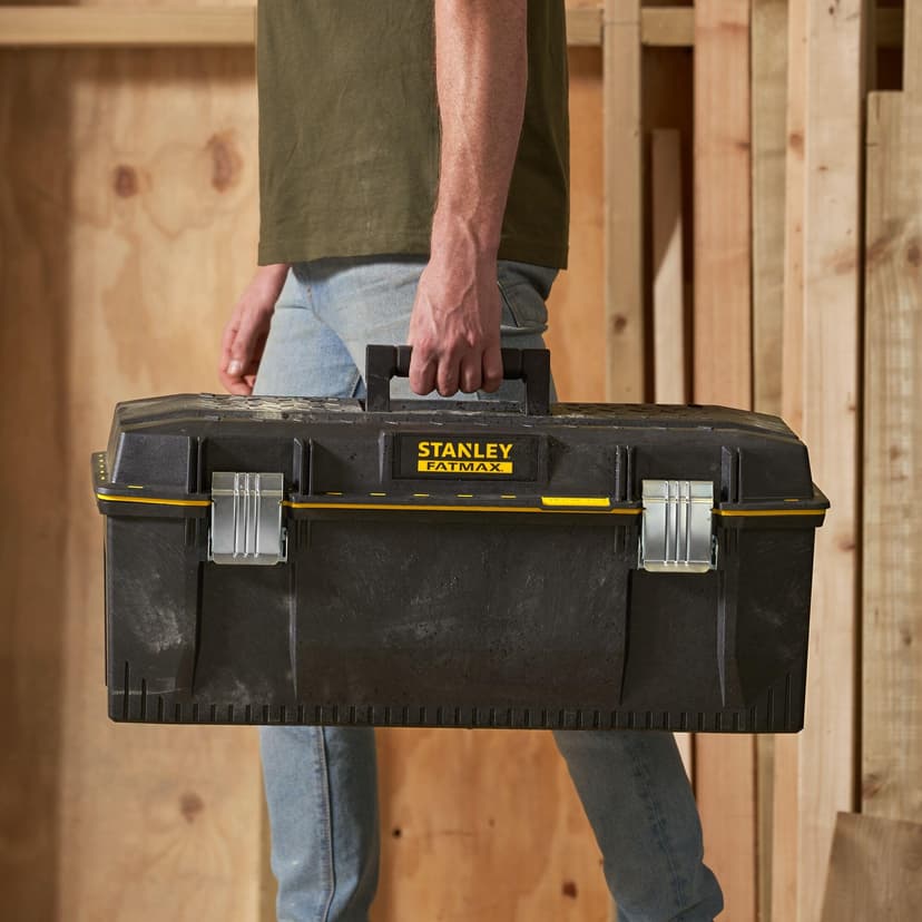 STANLEY FATMAX Waterproof Toolbox Storage with Heavy Duty Metal Latch, Portable Tote Tray for Tools and Small Parts, 28 inch, 1-93-935 - 3