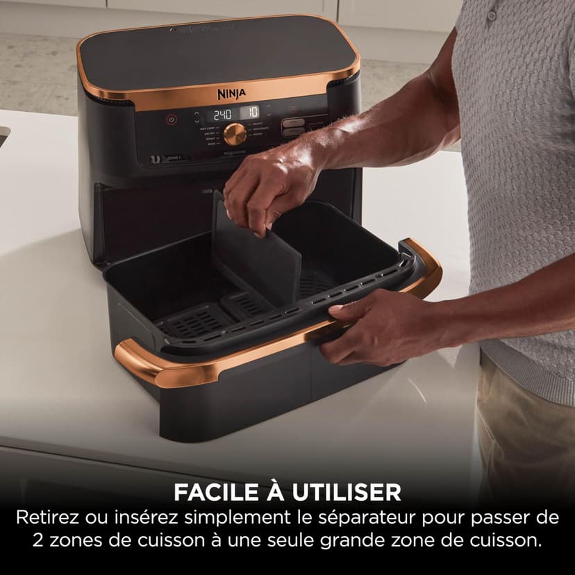 Ninja Foodi FlexDrawer 10.4L Oil-Free Fryer, 7 Modes, Roast, Bake, Non-Oil Frying, Crispy, Warm, Dehydrate, Rise, XL, Savings, DualZone Black/Copper OL750EUDBCP - 4