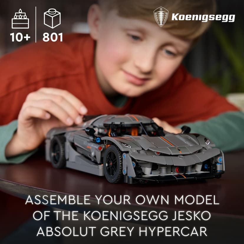 LEGO Technic Koenigsegg Jesko Absolut Grey Hypercar, Race Car Building Toy Set for Boys, Girls & Kids Aged 10 Plus, Buildable Vehicle Model Kit, Introduction to Engineering, Birthday Gift Idea 42173 - 2