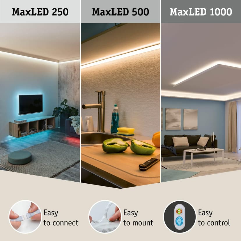 Paulmann 70553 LED Strips MaxLED 1000 daylight white 2.5m 29W 2750lm 6500K IP44 dimmable lighting strip silver plastic - 8