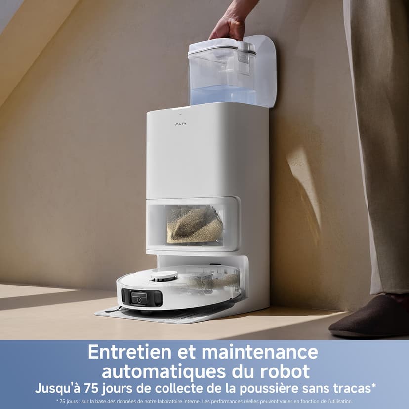 Mova E40 Ultra Robot Aspirapolvere e Lavapavimenti 19000Pa con Svuotamento Automatico, Autopulizia Panno, Sollevamento 10.5mm e Rilevamento Ultrasuoni Tappeti - 5