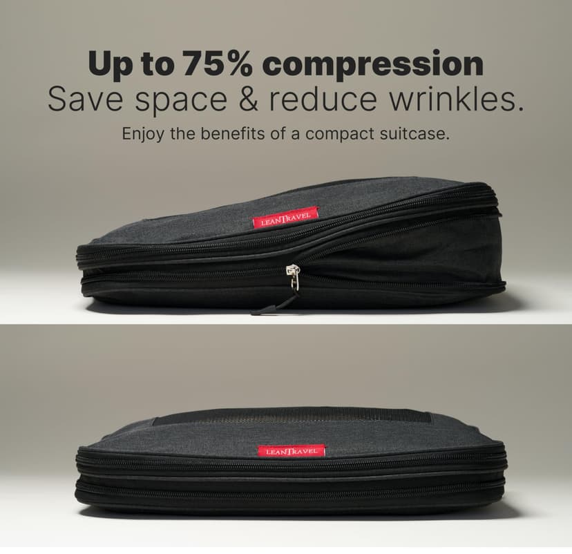 LeanTravel Compression Packing Cubes Luggage Organizers (3) Set (Black) - 2