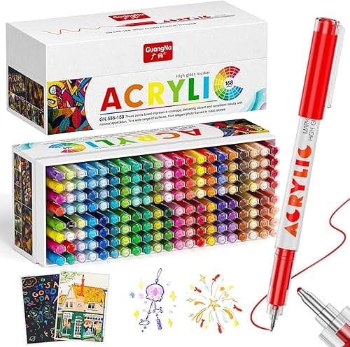 168 Colours High Gloss Acrylic Pens, Permanent Acrylic Ma…