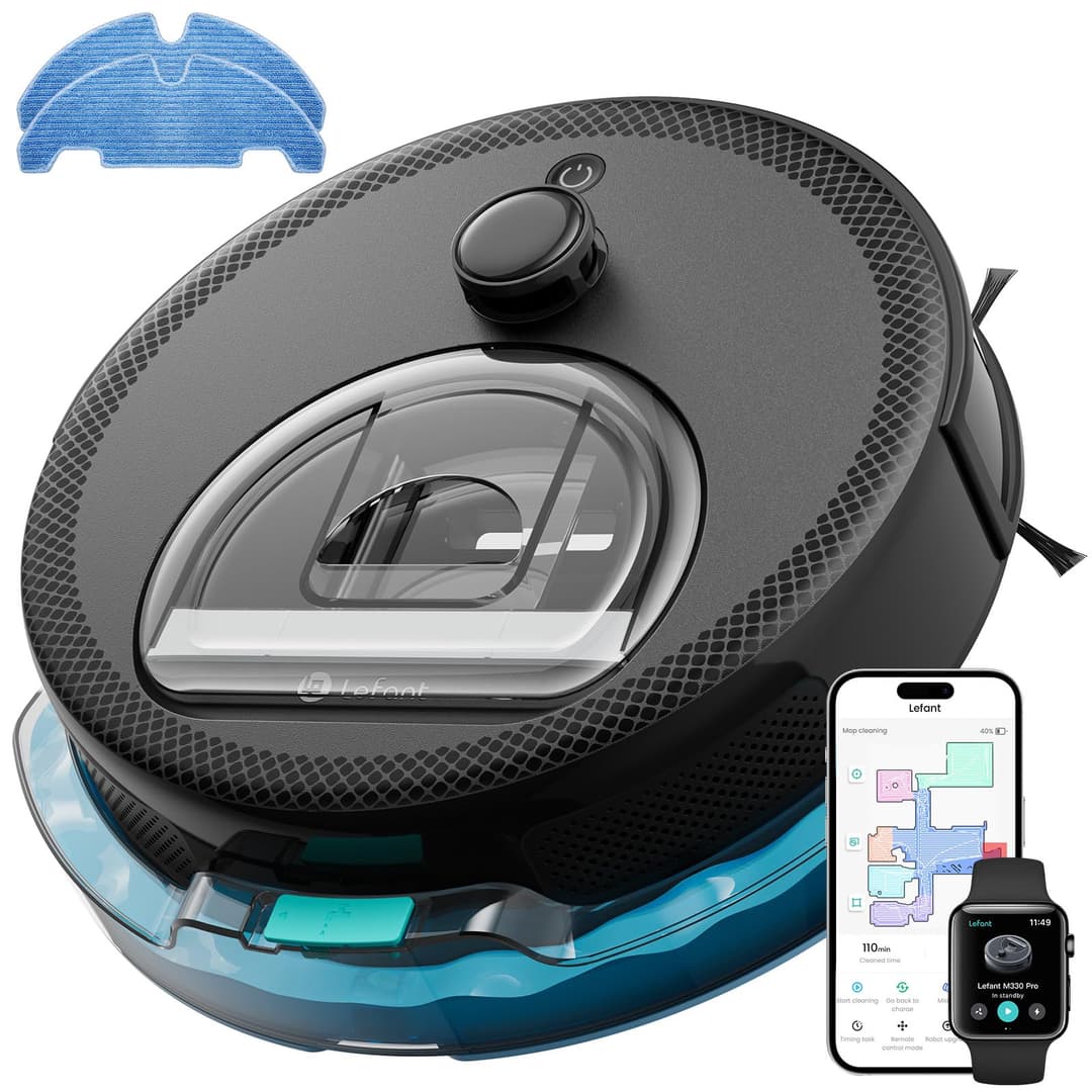 Lefant M330 Pro Robot Vacuum Cleaner 3 in 1, Robot Vacuum Cleaner 5000Pa Suction, DToF Navigation, Mapping, Virtual Zones, Obstacle Avoidance PSD, 150min, Connected by Alexa/APP/WiFi
