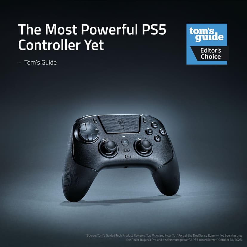 Razer Raiju V3 Pro - Wireless e-sports controller for PlayStation 5 & PC - 4 removable buttons & 2 claw grip bumpers - TMR analogue sticks - Pro HyperTrigger - Mecha-Tactile buttons | Black - 2