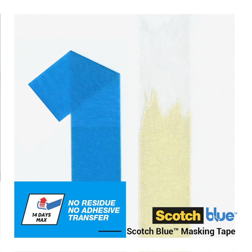 ScotchBlue Multi-Surface Premium Masking Tape, 48mm x 41m, 1 Roll/Pack - Scotch Adhesive Blue Painters Tape, For Painting and Decorating, Indoor & Outdoor, Sticks Well, 100% PEFC - 8