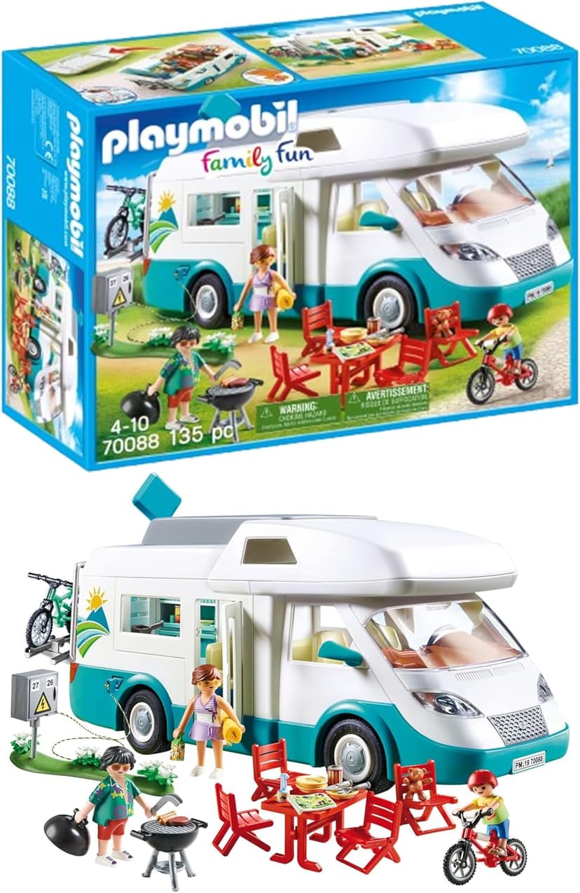 Playmobil 70088 Family Fun Family Camper, outdoor camping toy, fun imaginative role-play, playset suitable for children ages 4+ - 1