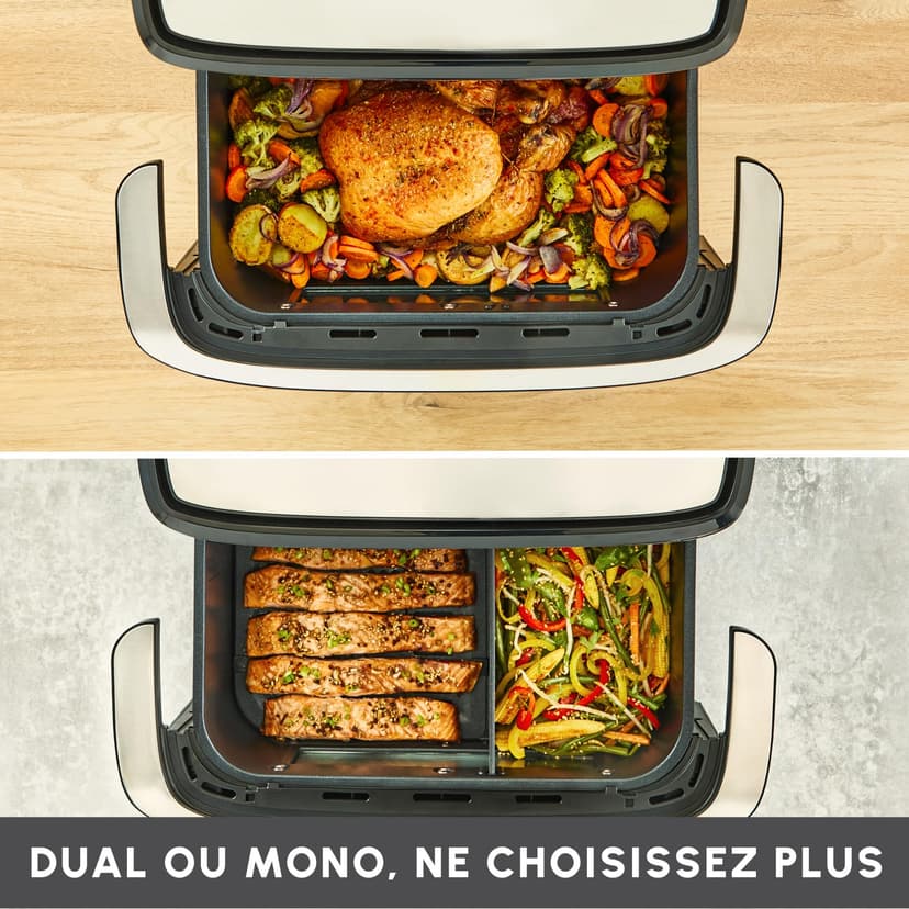 Moulinex Easy Fry Dual Flex, Air Fryer, Large Drawer 9L, Double Zone, Removable Divider, Up to 8 People, 7 Intuitive Programs, EZ9228F0, Black - 3