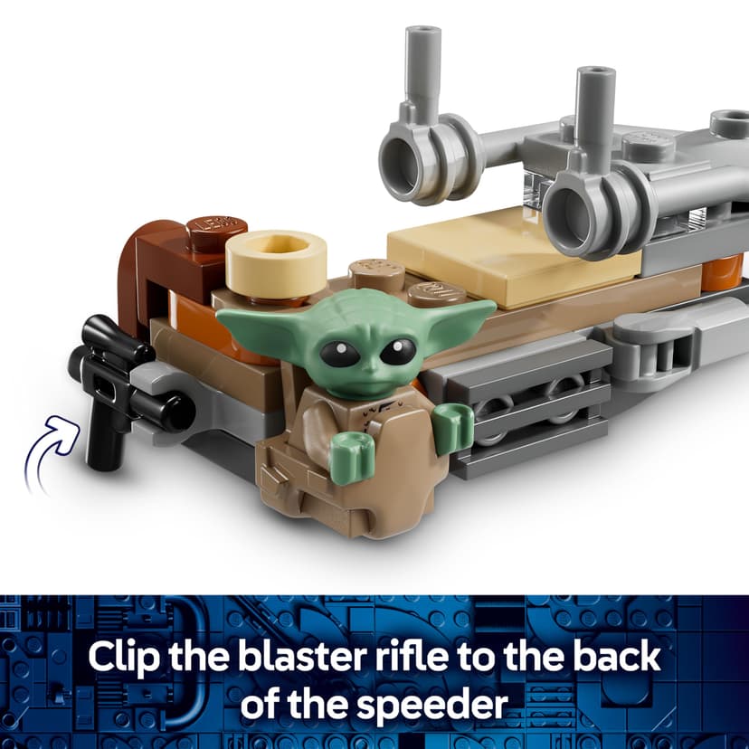 LEGO Star Wars 75436 The Mandalorian & Grogu's Speeder Bike Toy - incl. a Grogu Figure & Din Djarin Minifigure w/a Blaster - Small Birthday Gift for 6+ Year Old Boys & Fans - 3