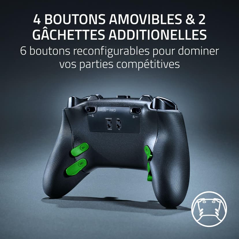 Razer Raiju V3 Pro - Manette sans fil pour e-sport pour PlayStation 5 et PC - 4 boutons amovibles & 2 bumpers à prise en griffe - Sticks analogiques TMR - Pro HyperTrigger | Noir - 3