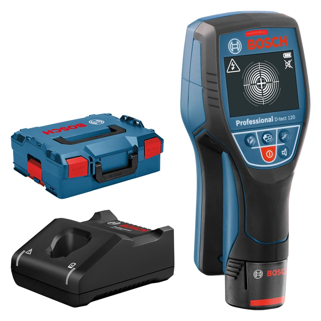 Bosch Professional 12V System Wall Scanner D-tect 120 (12V Battery, max. Detection Depth Plastic Pipes/Wooden Studs/Live Cable/Magnetic Metal/Non-Magnetic Metal: 60/38/60/120/120 mm, in L-Boxx)
