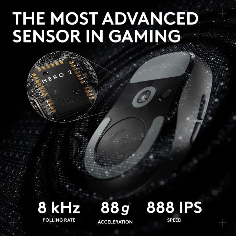 Logitech G PRO X SUPERLIGHT 2 DEX LIGHTSPEED Wireless Gaming Mouse, East Europe Packaging, 60g Pro-Grade Lightweight Mouse, 44k DPI Sensor, 8K Polling, USB-C, PC/Mac - Black - 4