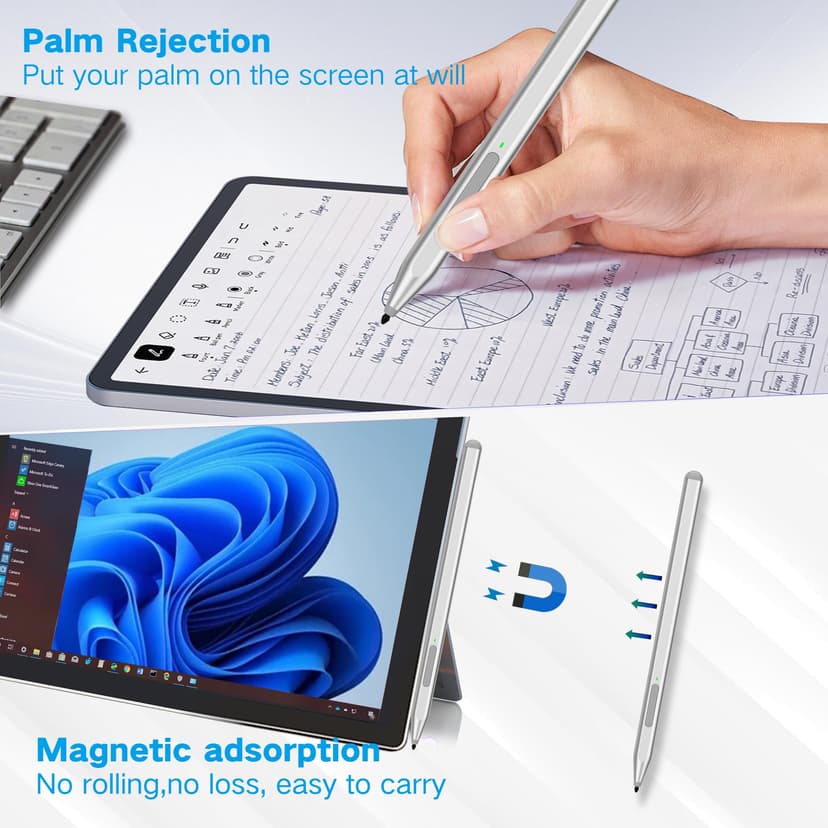 Stylus Pen for Microsoft Surface Pro12/11/10/9/8/X/7+/6/5/4/3/Surface 3, Surface Go 3/2/1, Surface Laptop/Studio/Book 4/3/2/1 with Eraser Side Button,Palm Rejection,Tilt Function,1024 Pressure - 6