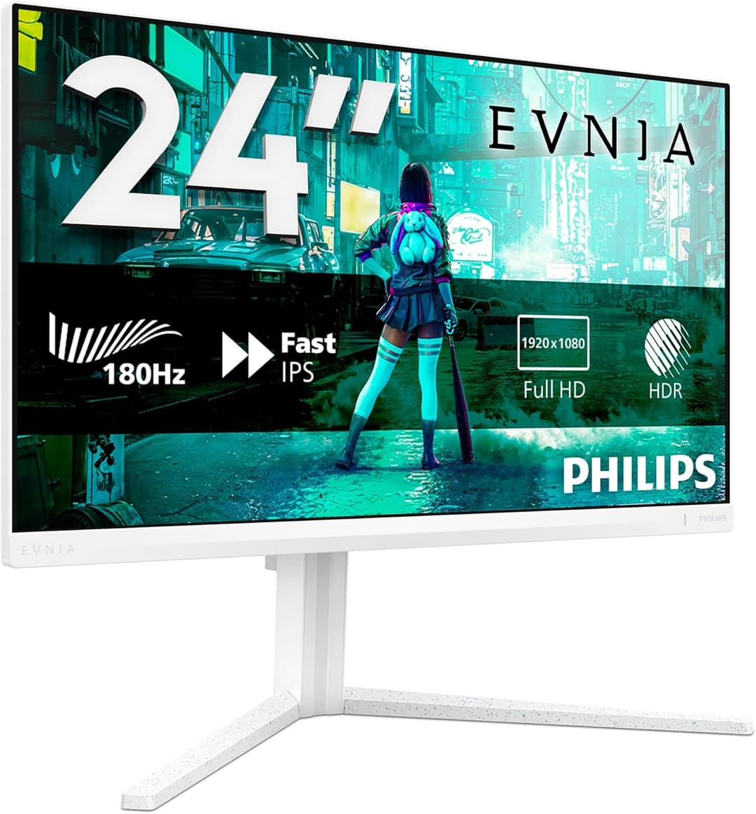 Philips 24M2N3201A - 23.8 inch Full HD gaming monitor, 180 Hz, 1ms GtG, FreeSync Prem., G-Sync comp. (1920x1080, 2x HDMI, DisplayPort) white