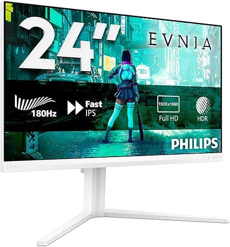 Philips 24M2N3201A - 23.8 inch Full HD gaming monitor, 180 Hz, 1ms GtG, FreeSync Prem., G-Sync comp. (1920x1080, 2x HDMI, DisplayPort) white