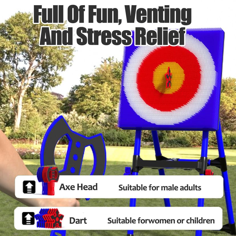 Axe Throwing Game Set with Metal Steel Frame, Includes 8 Axes and 8 Darts, Foldable Target for Outdoor and Indoor Fun, Perfect for Family and Friends Gatherings - 5