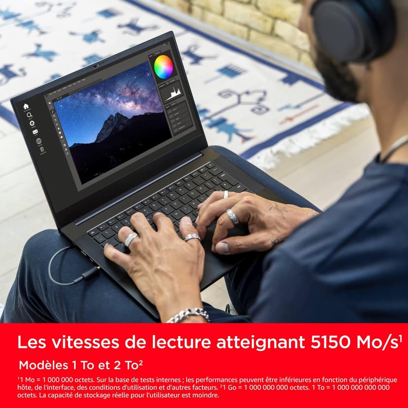 SanDisk Extreme 1 To, M.2 2280, PCIe Gen 4 NVMe, avec une vitesse de lecture allant jusqu'à 5150 MB/s - 2