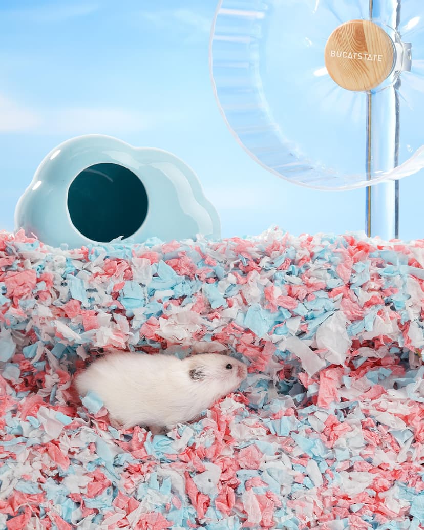 BUCATSTATE Litières pour Hamsters 70L, Super Absorbante & 99,9% sans Petit Animal Papier Poussière pour Souris, Rats, Rongeurs, Cochon d'Inde, Chinchilla - 8