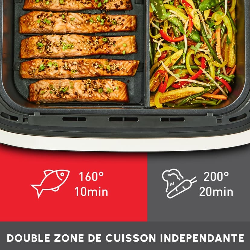 Moulinex Easy Fry Dual Flex, Air Fryer, Large Drawer 9L, Double Zone, Removable Divider, Up to 8 People, 7 Intuitive Programs, EZ9228F0, Black - 5